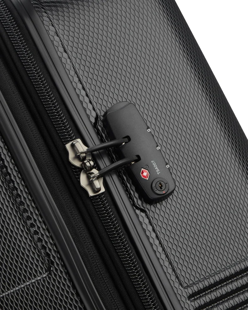 DELSEY Paris  Delsey Flanerie SE 82cm Check In trolley, black, 4 spinner wheels, polycarbonate hard shell, expandable, TSA lock, dual handle, spacious interior, 5-year warranty  | Best Price UAE